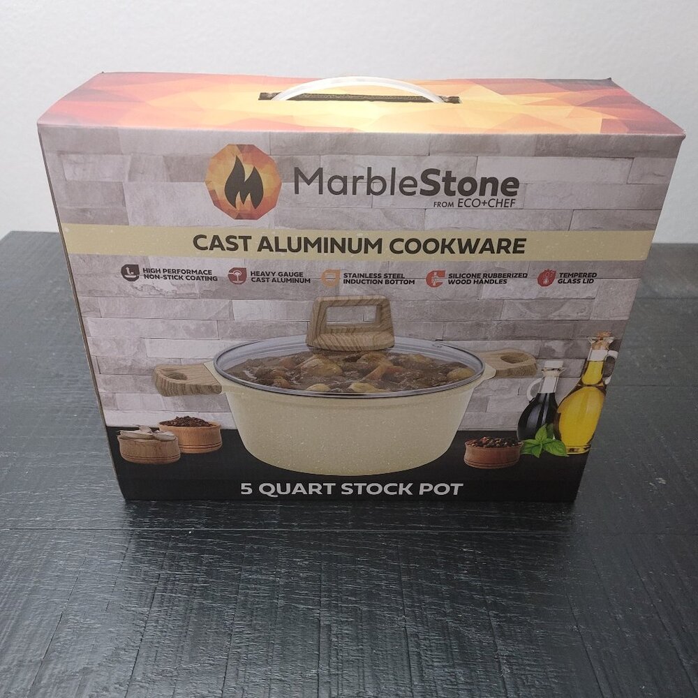 Eco+Chef Marblestone Cast Aluminum 5 Qt Stockpot
